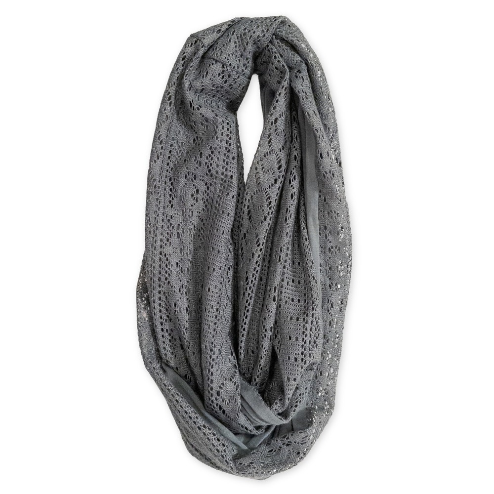 Gray Crochet Knit‎ Infinity Scarf Lightweight Fashion Accessory Business Casual